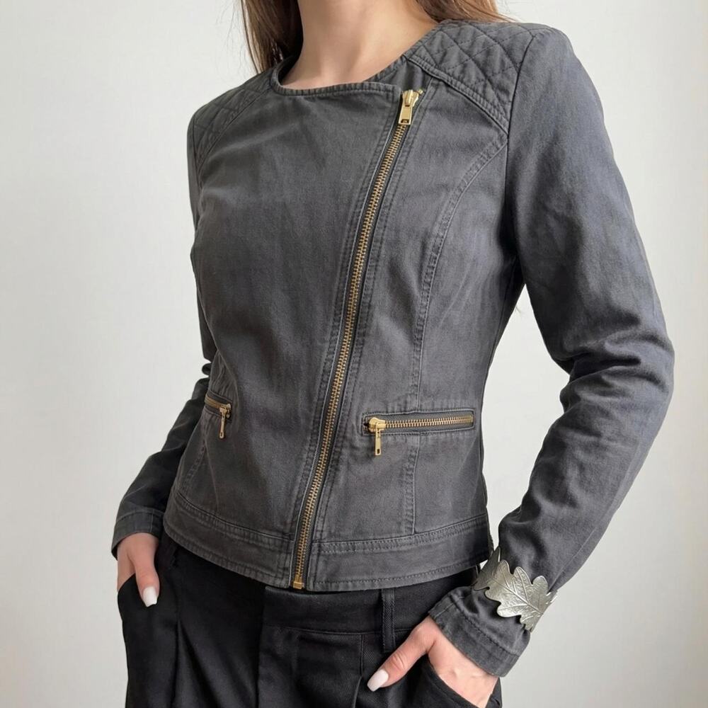 Indie Sleaze Genuine Leather Moto Jacket Gold Hardware
